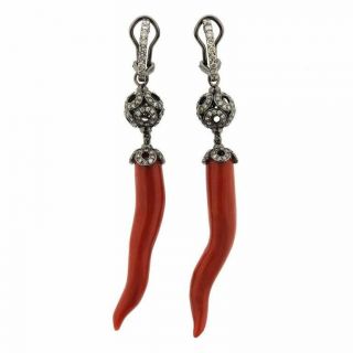 Gold Diamond Coral Night & Day Earrings