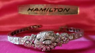 14k White Gold Hamilton Vintage Women 