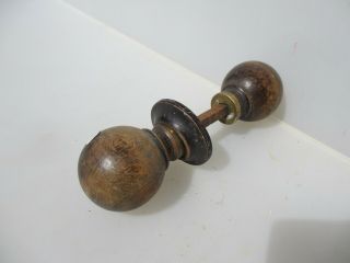 Antique Wooden Door Knobs Handles 1 Plate Old Vintage Wood Architectural