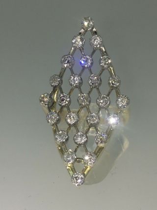Antique 18k Yellow Gold & 1.  33ct Diamond Lozenge Shaped Ring.  Valued At $7,  700