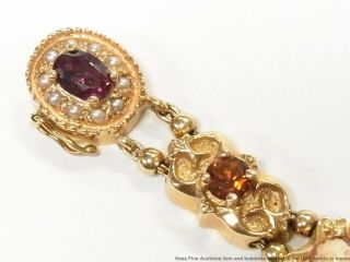Natural Opal Garnet Topaz Diamond 14k Gold Bracelet 41gram Slide Charms 1950s 2