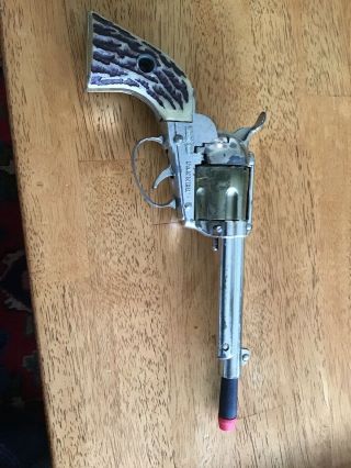 1959 - 1965 Mattel Fanner 50 Toy Frontier Revolver With Leather Holster