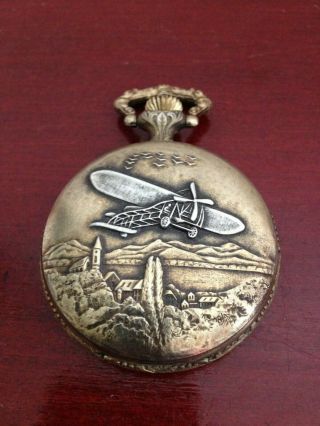 VINTAGE WHITNEY 17 JEWELS INCABLOC AVIATION THEME SWISS MADE POCKET WATCH. 2