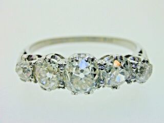 Platinum & Diamond 2.  1 Carats 5 Stone Half Eternity Ring Size Q 3.  9g Engagement