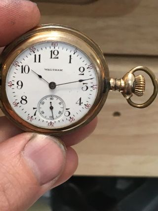 Vintage Waltham Railroad Style Dial Pocket Watch Running 1.  5”