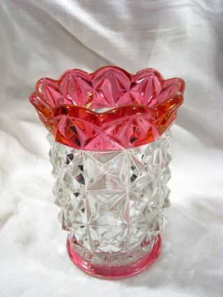 Antique Cranberry Molded Glass Vase,  Late 19th - Early 20th Century,  Eapg