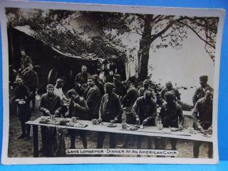 Vintage Photo Card Wwi U.  S.  Camp Dinner Mess Lake Longemer France World War I