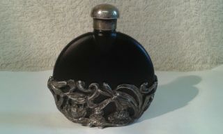 Vintage Chinese Soapstone Scent Bottle with Silver Surround - 67 mms.  high. 3