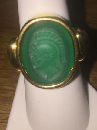 18k Gold Green Intaglio Carved Ring