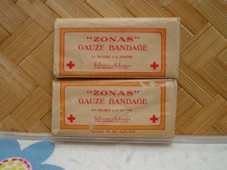 Wwi Contract July 1918 Zonas Gauze Bandages 3 1/2 " Johnson First Aid Kit Medical