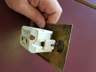 Vintage push button light Switch With Brass Wall Plate 2