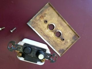 Vintage push button light Switch With Brass Wall Plate 6