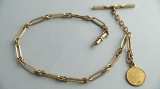 Antique/victorian Gold Filled Pocket Watch Chain Fob/t - Bar