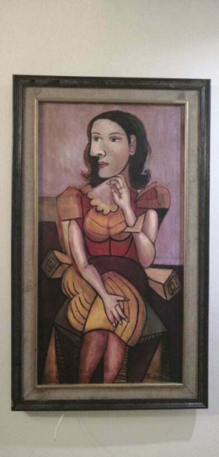 (lois) Lote By Pablo Picasso In Antique Cedar Frame