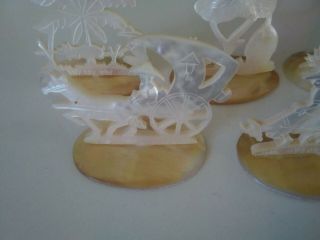 Vintage Set of Chinese Mother of Pearl Carved Table Place Card Holders 4