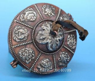Old Chinese copper hand - carved carve eight treasures dharma - vessel e01 4