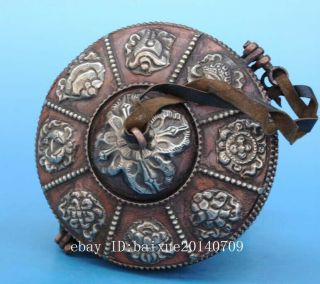 Old Chinese copper hand - carved carve eight treasures dharma - vessel e01 5