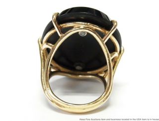 Huge 14k Gold Black Onyx Victorian Ring Natural Seed Pearl 17.  2gr Antique Sz7.  5 5