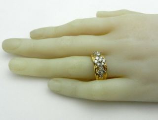 Vintage 14k Yellow Gold Anniversary Cluster Diamond Ring Band size 7 12