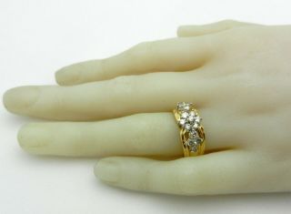 Vintage 14k Yellow Gold Anniversary Cluster Diamond Ring Band size 7 2