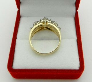 Vintage 14k Yellow Gold Anniversary Cluster Diamond Ring Band size 7 6