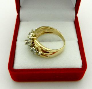 Vintage 14k Yellow Gold Anniversary Cluster Diamond Ring Band size 7 8