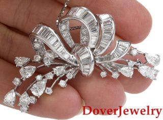 Antique 11.  14ct Diamond Platinum Floral Large Bow Pin Pendant 22.  2 Grams Nr