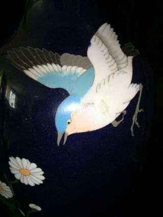 Japanese Lobed Cloisonne Vase w/ Bird Decoration 3