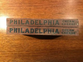 Set Of 2 Philadelphia Cream Cheese Kraft Phenix Wooden Wood Box Vintage Old Rare