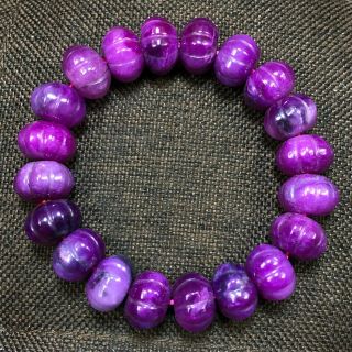 Chinese Purple Jadeite Jade Handwork Collectible Pumpkin Shaped Beads Bracelet