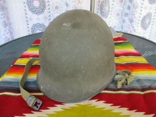 Wwii Rear Seam M - 1 Helmet Shell With Chinstraps,  Paint