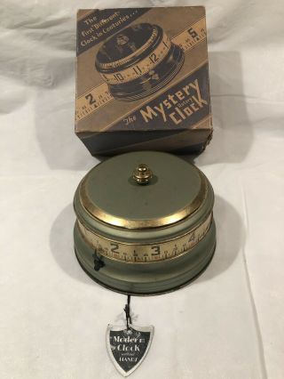 Lux Mystery Rotary Tape Measure Clock Green Pearlens With Tag And Box