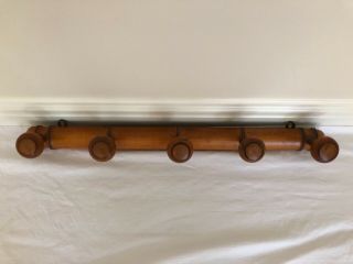 French Wood Wall Coat /hat Rack Vintage 1930s Faux Bamboo Design,  5 Pegs