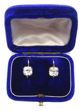 Fine Antique 18 Carat Gold Old Cut Diamond Paste Set Single Drop Earrings Case