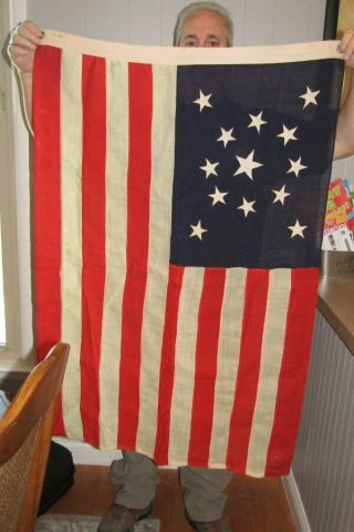 Antique 13 Star American Flag Medallion Pattern Late 1800 