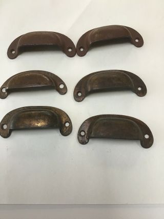 Old Cabinet Hardware Cast Iron Vintage Drawer Pulls Set Of 6.