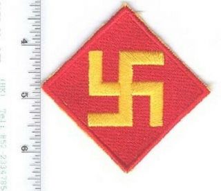 Patch - 45th U.  S.  Infantry Div.  - Pre - 1938 Design - No Glow - Cut Edge - Swastika