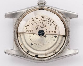 Vintage 1940 ' s Steel Rolex Oyster Perpetual Ref.  2940 Bubble Back Signed Dial 8