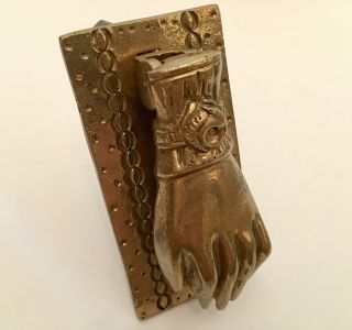 Vintage Solid Brass Hand Door Knocker Gypsy Retro Antique