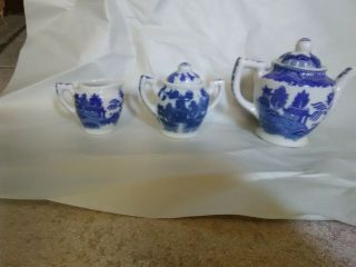 Vintage 17pc.  Porcelain Blue Willow Child 