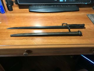 Ww2 Japanese Bayonet - Type 30 W/scabbard - Marked: 3 Entwined Circles - 20 " Long