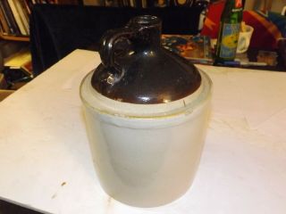 Antique 1 Gallon Western Stoneware Co.  Brown Top Whisky Jug For Age 4