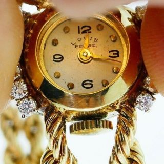 Vintage Louis Pierre 14k Yellow Gold Diamond Watch Bracelet 2