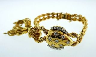 Vintage Louis Pierre 14k Yellow Gold Diamond Watch Bracelet 3
