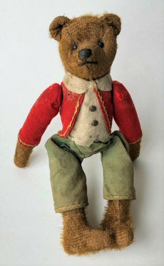Bing 1910 - 1920 Antique Teddy Bear 9.  5 " Acro Bear Tumbler Mechanical Arms Dressed