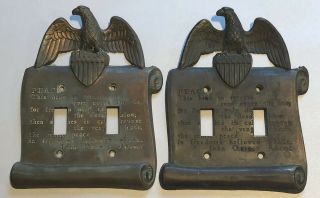 Brass American Eagle Double Light Switch Plate Cover Set Of 2 Patriotic Vintage