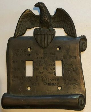 Brass American Eagle Double Light Switch Plate Cover Set of 2 Patriotic Vintage 2