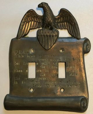 Brass American Eagle Double Light Switch Plate Cover Set of 2 Patriotic Vintage 5