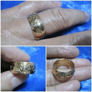 Size 10 Brass Ring 1978 Lp Guay Thai Sacred Talisman Charm Amulet H131 - 10