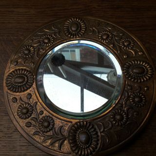 antique Aesthetic Seccessionist Arts & Crafts copper mirror sconce 2